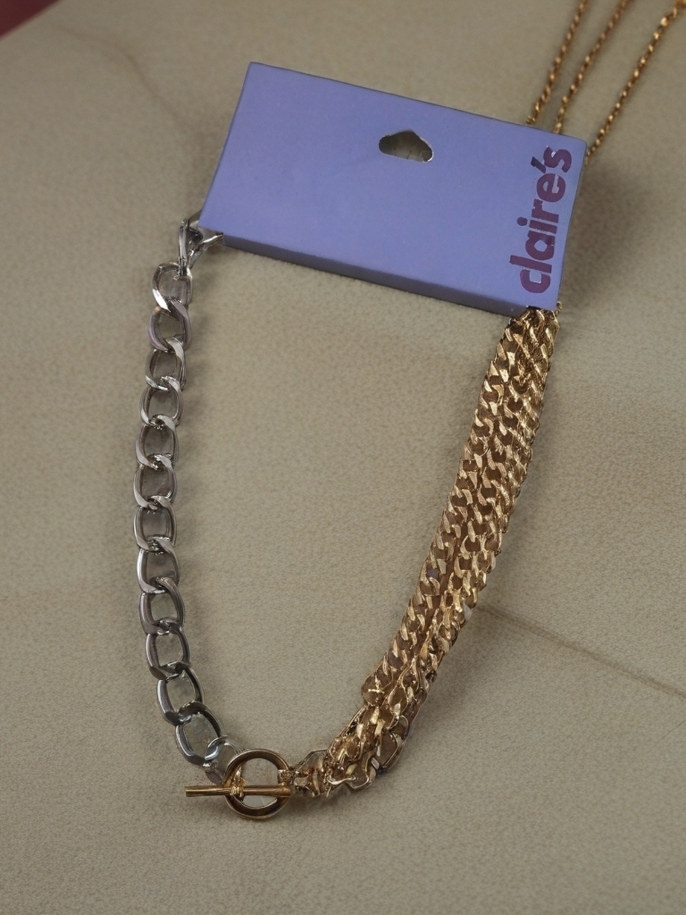 Claire's Two-Tone Gold and Silver Toggle Chain Necklace
